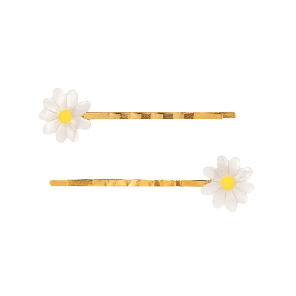 Duo Barrettes Fines PÂQUERETTE blanc nacré, COUCOU SUZETTE