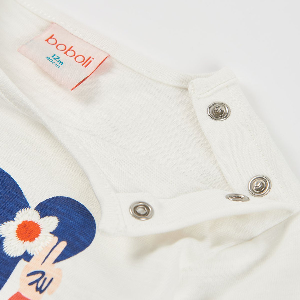 T-shirt fille en maille imprimé à lunettes blanc, BOBOLI