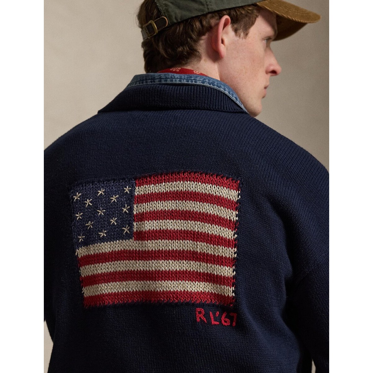 Pull collo alto con zip, American flag blu marino, POLO RALPH LAUREN