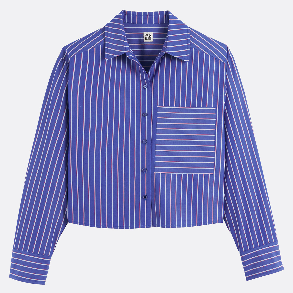 Camisa corta a rayas, manga larga rayas azules, LA REDOUTE COLLECTIONS