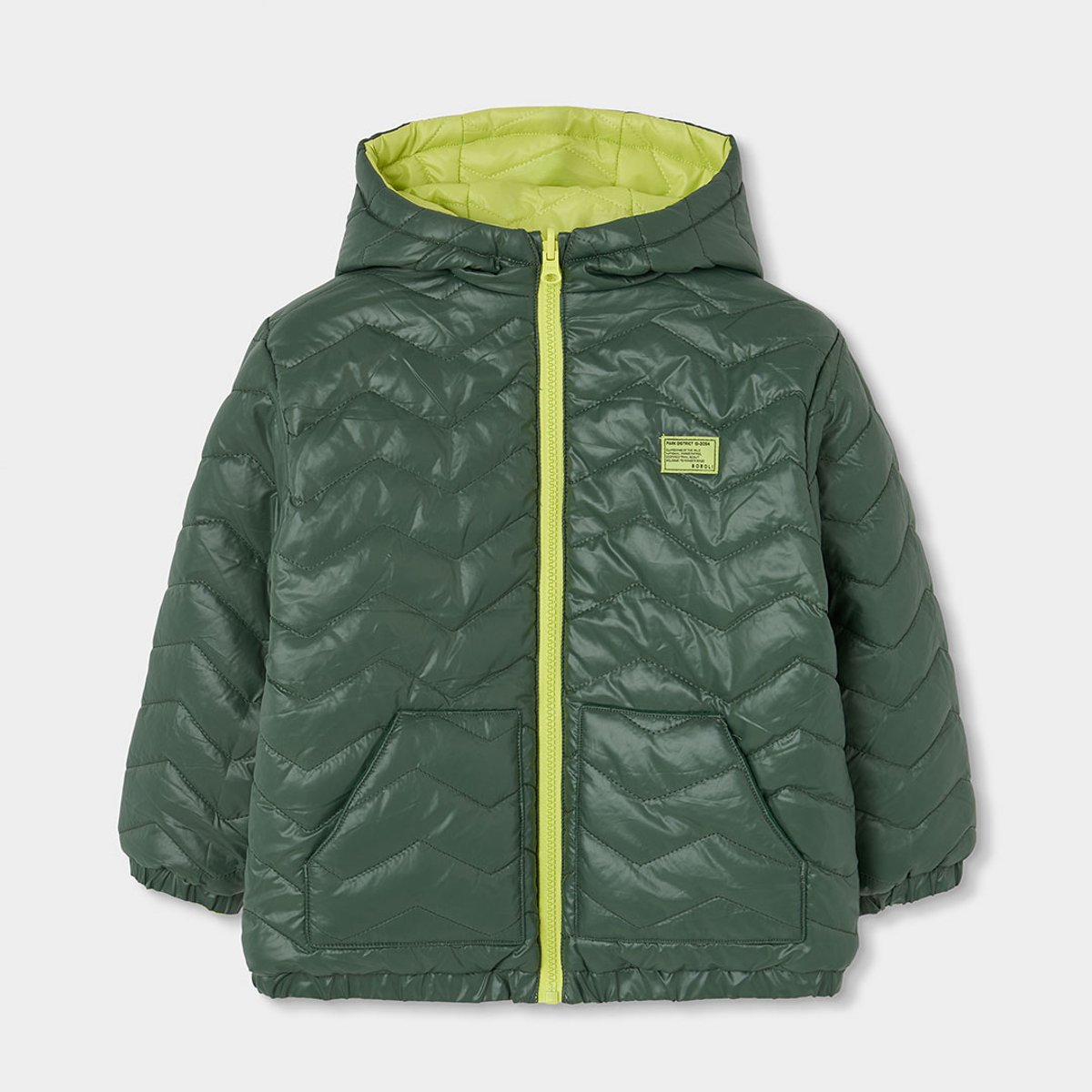 Parka garçon tissu technique réversible vert, BOBOLI