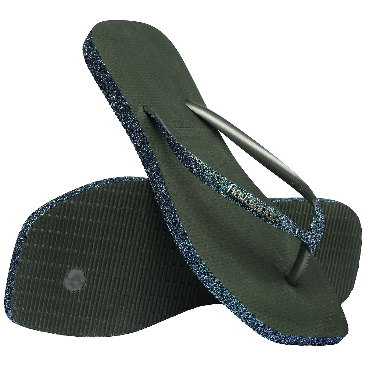 Tongs HAV SQUARE SPARKLE kaki, HAVAIANAS