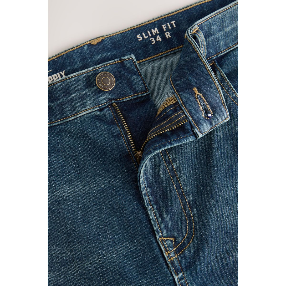 Jean stretch coupe slim classique bleu profond vintage, NEXT