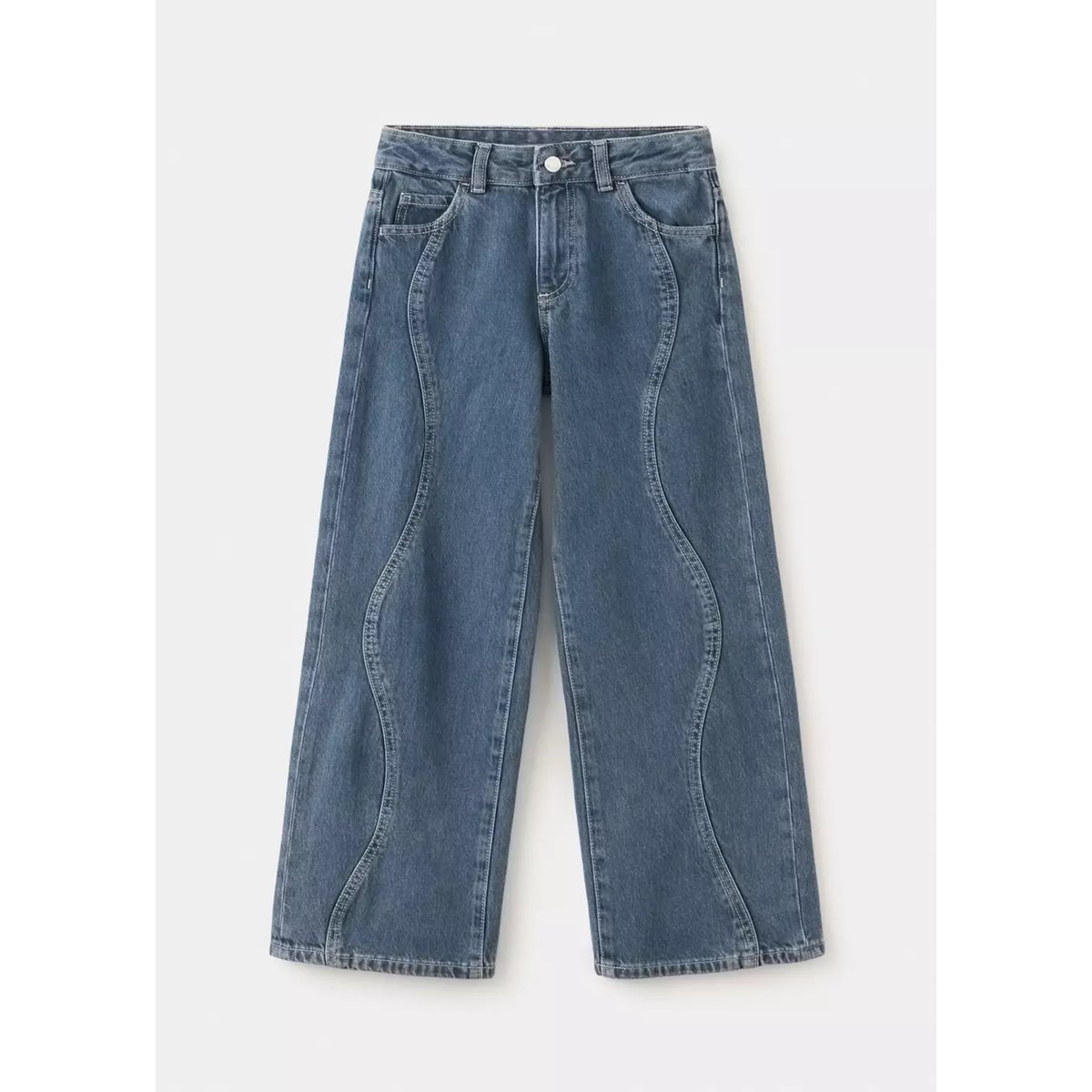 Jean wide leg coutures bleu moyen vintage, MANGO KIDS