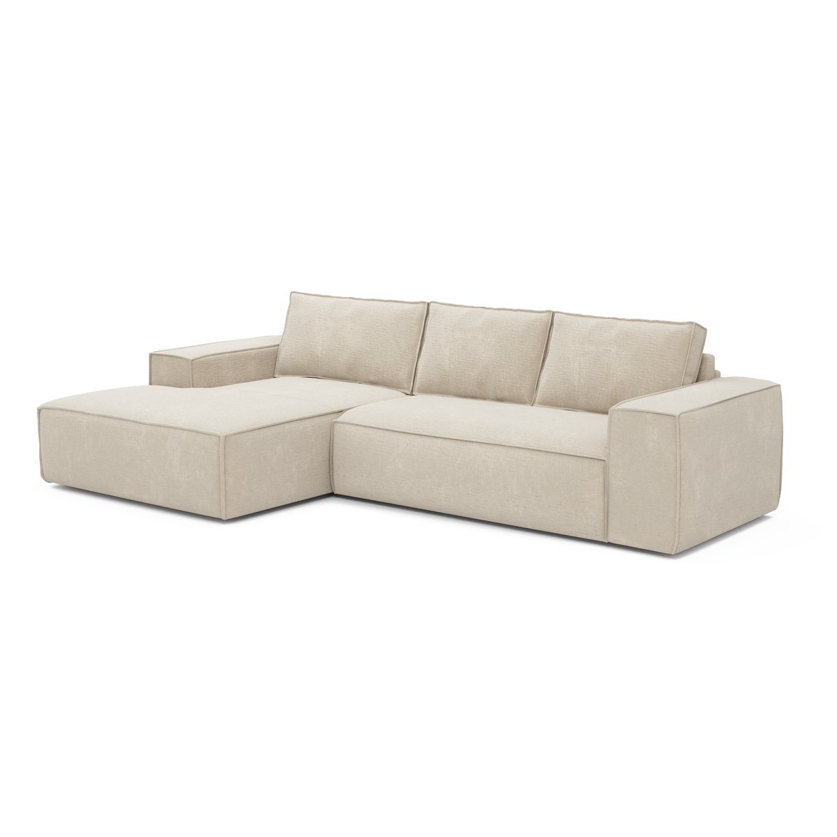 Canapé convertible angle gauche 5 places en velours JOAN crème, SIA HOME