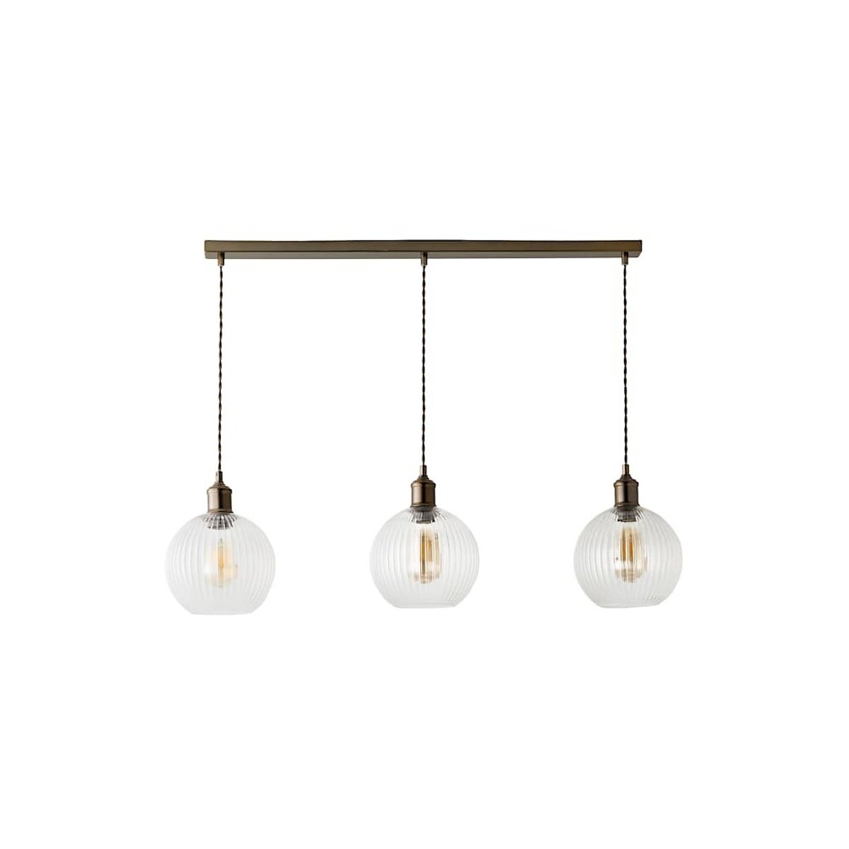 Maddy 3-Light Diner Pendant Light with Filament Bulbs brushed brass, ÉDITÉ