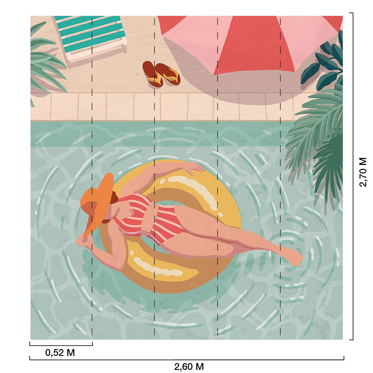 Papier peint sur papier piscines et farniente intissé, HEXOA