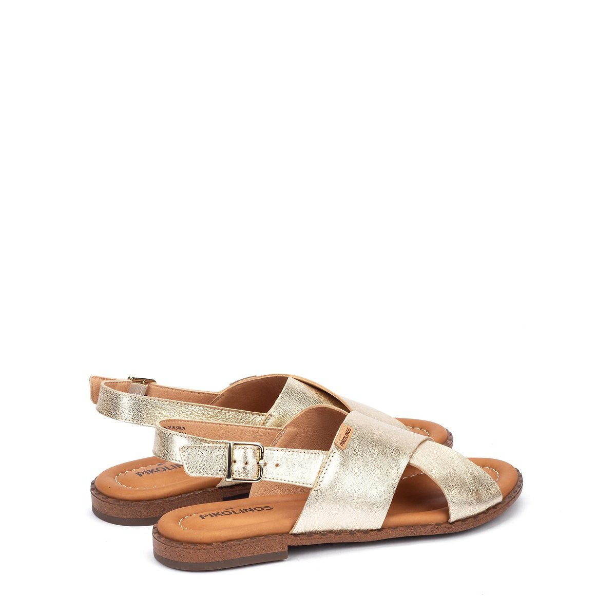 Sandales plates en cuir Algar platine, PIKOLINOS