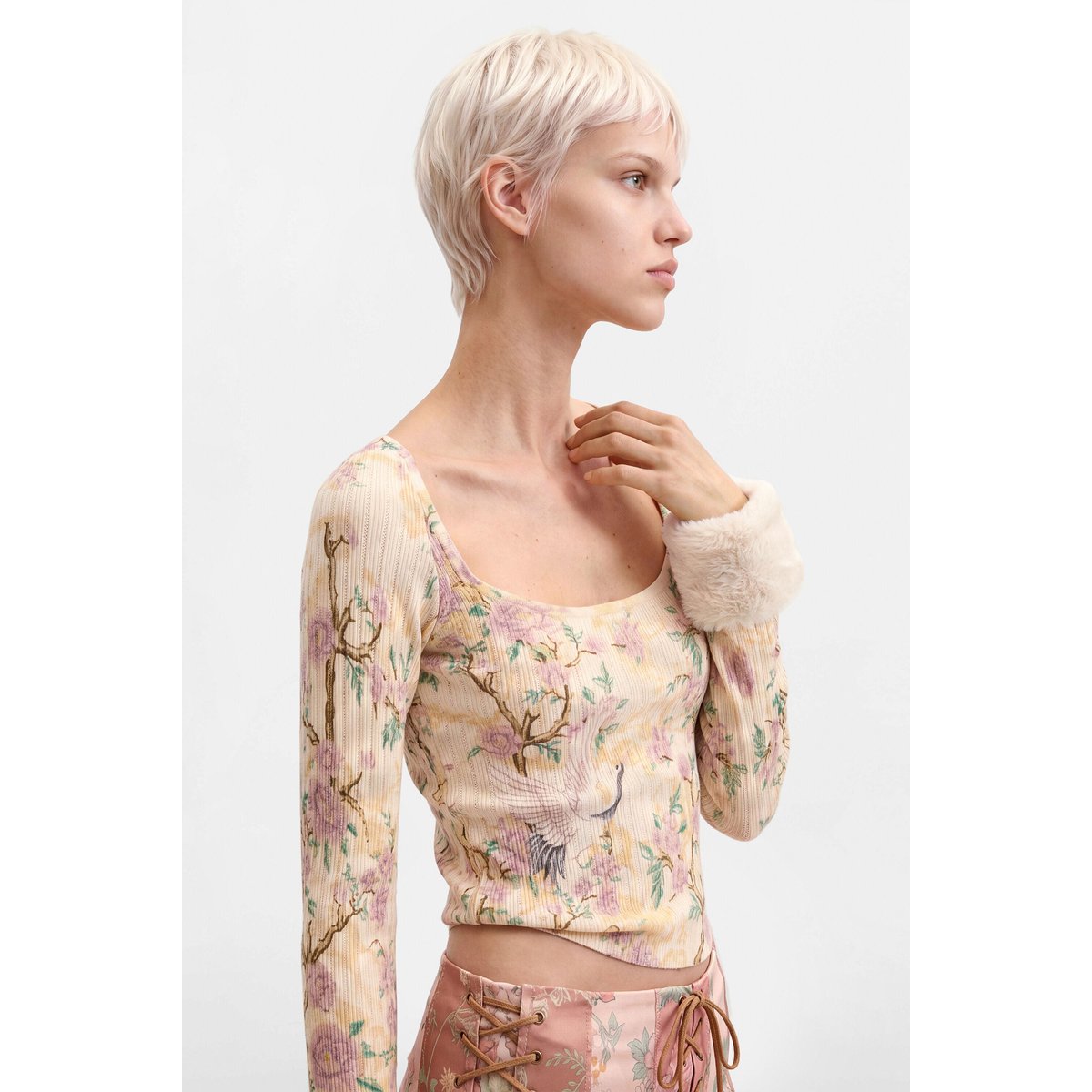 pull slim imprimé blanc, DESIGUAL
