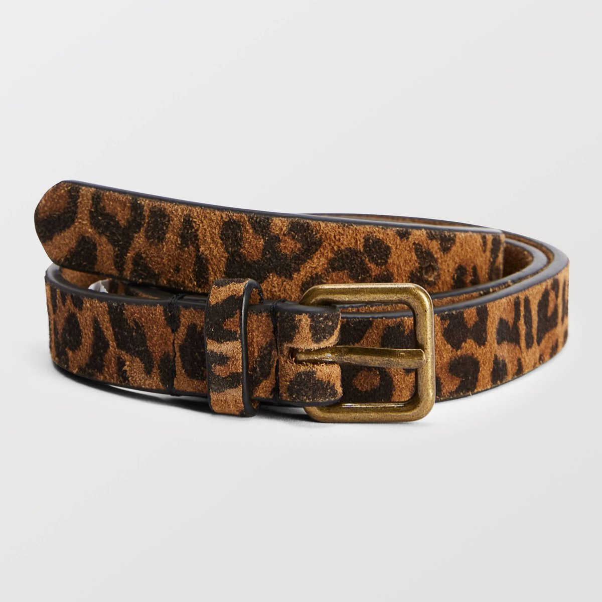 Ceinture imprimé léopard 2 cm en cuir brun, MONOPRIX