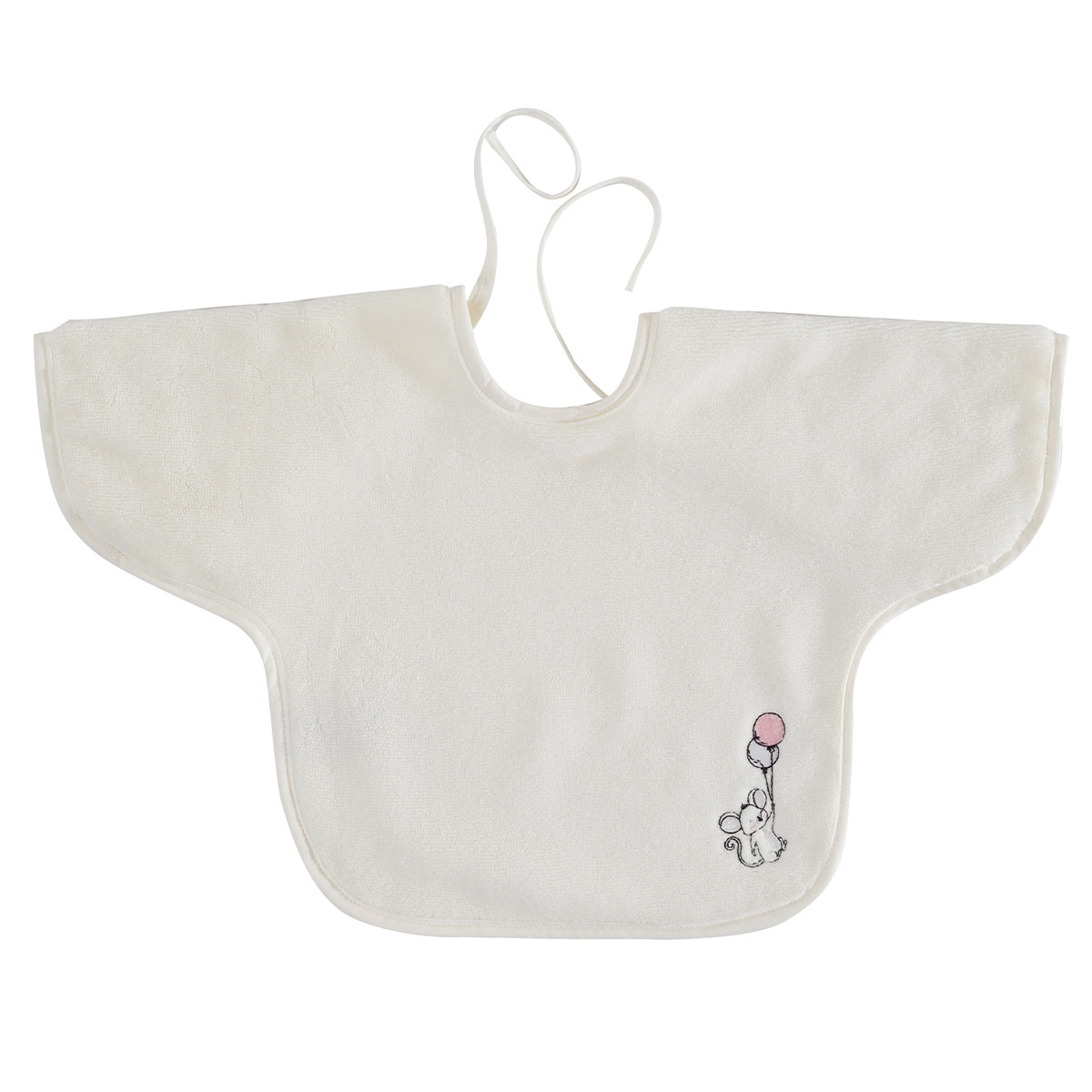 Bavoir à manches en coton peigné Zéro Twist BABY SOFT SOURIS SKY ecru, SENSEI MAISON