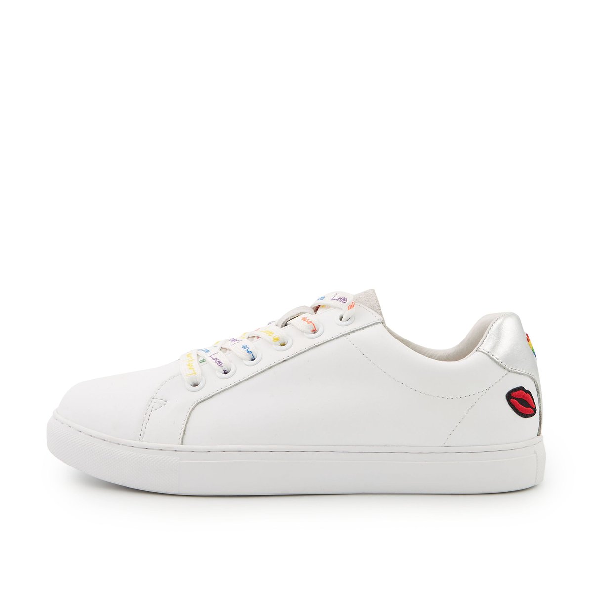 Baskets En Cuir Simone Love Is Love blanc, BONS BAISERS