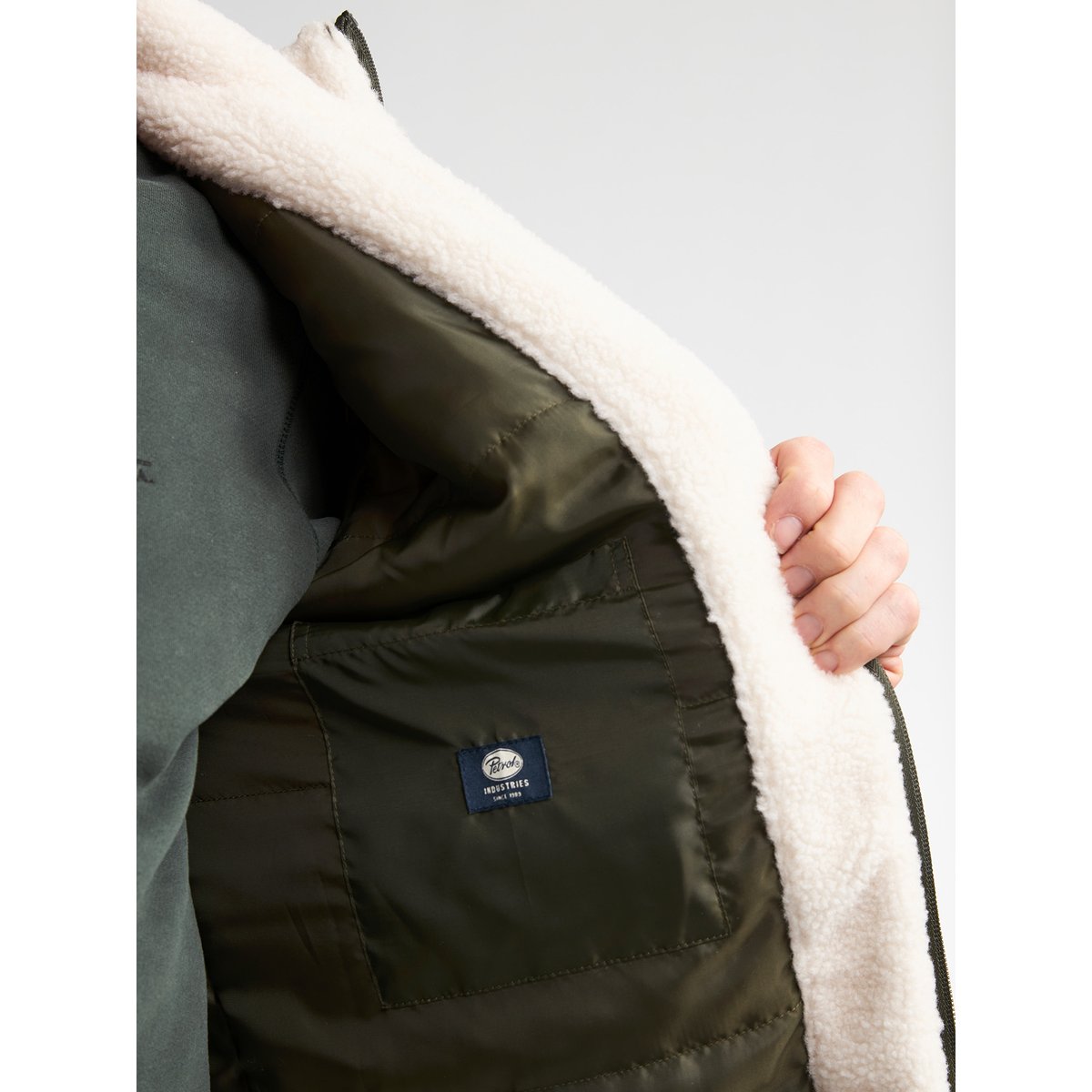 Veste en polaire sherpa ironwood blanc seashell, PETROL INDUSTRIES