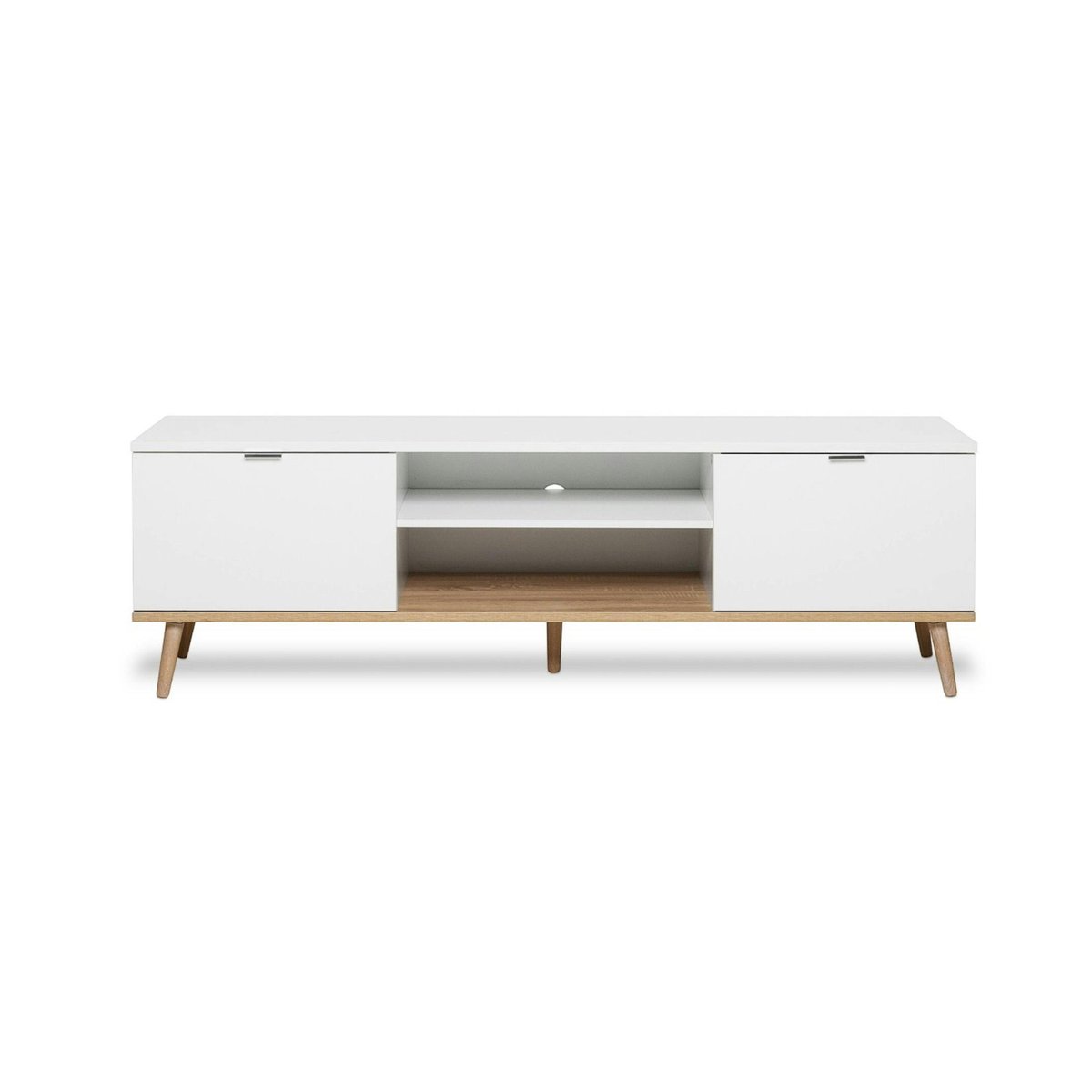 Meuble TV blanc 2 portes style scandinave ALVA blanc, PIER IMPORT