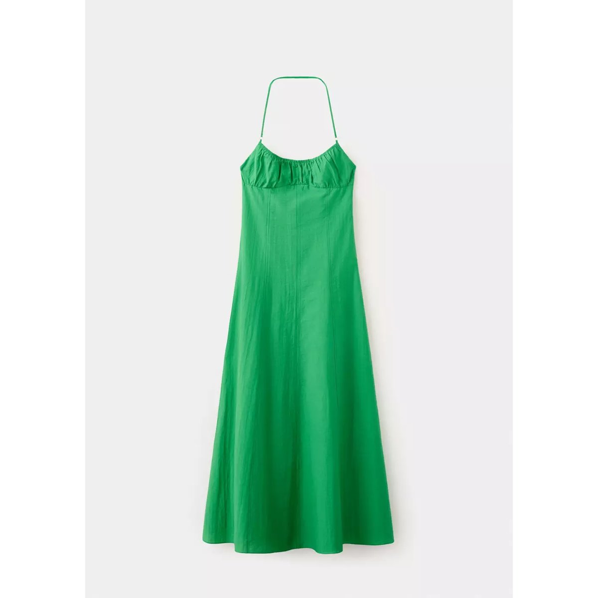 Robe emmanchures américaines détails froncés vert, MANGO