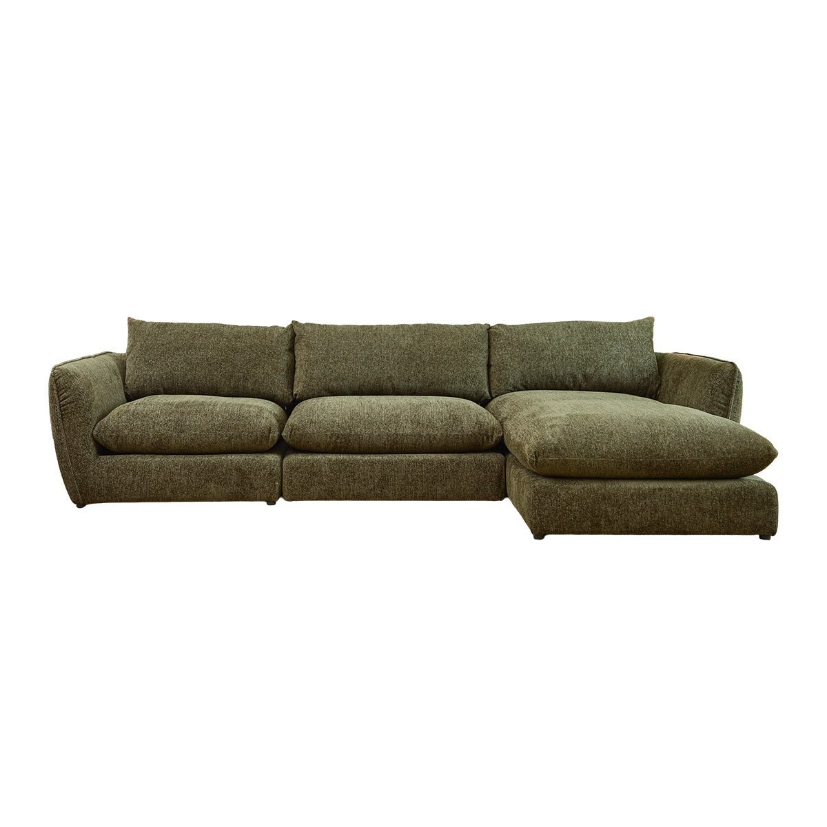 Canapé modulable angle droit 3 places en chenille chiné LEOPOLD vert, BERAH GETAH