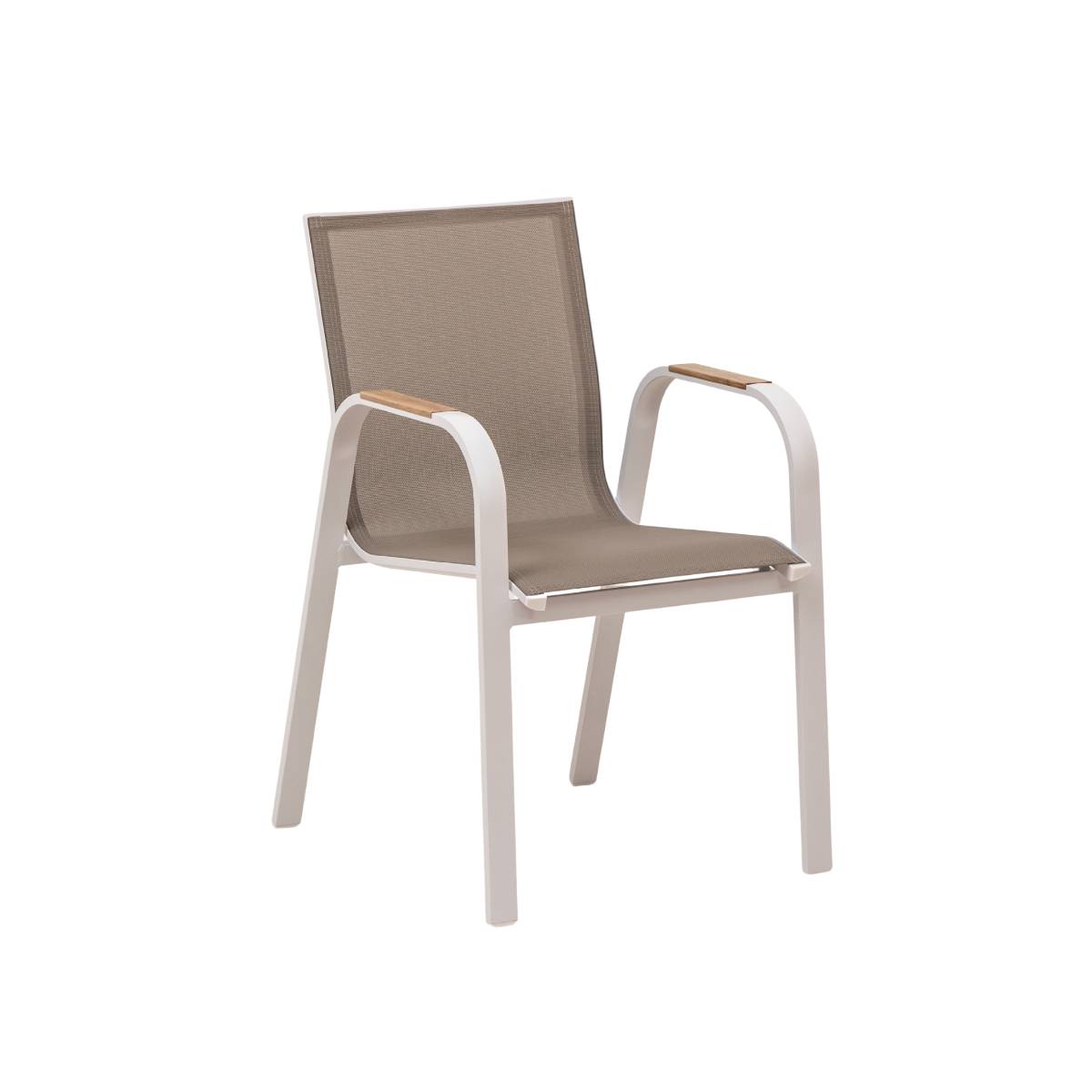 Lot de 2 chaises de jardin en aluminium AYDEN marron, MADE IN MEUBLES