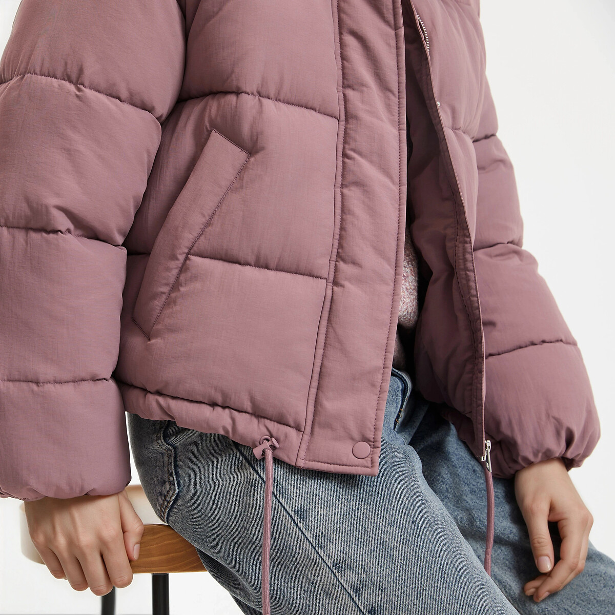 Short Zipped Padded Jacket dusty pink, LA REDOUTE COLLECTIONS