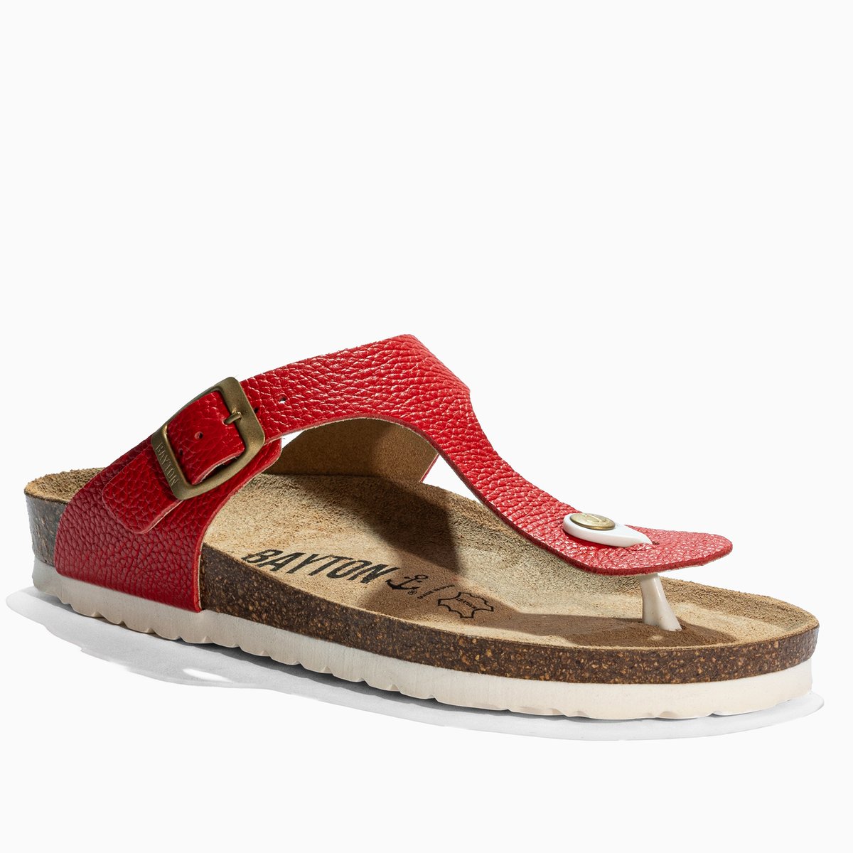 Tongs en cuir MERCURE red, BAYTON