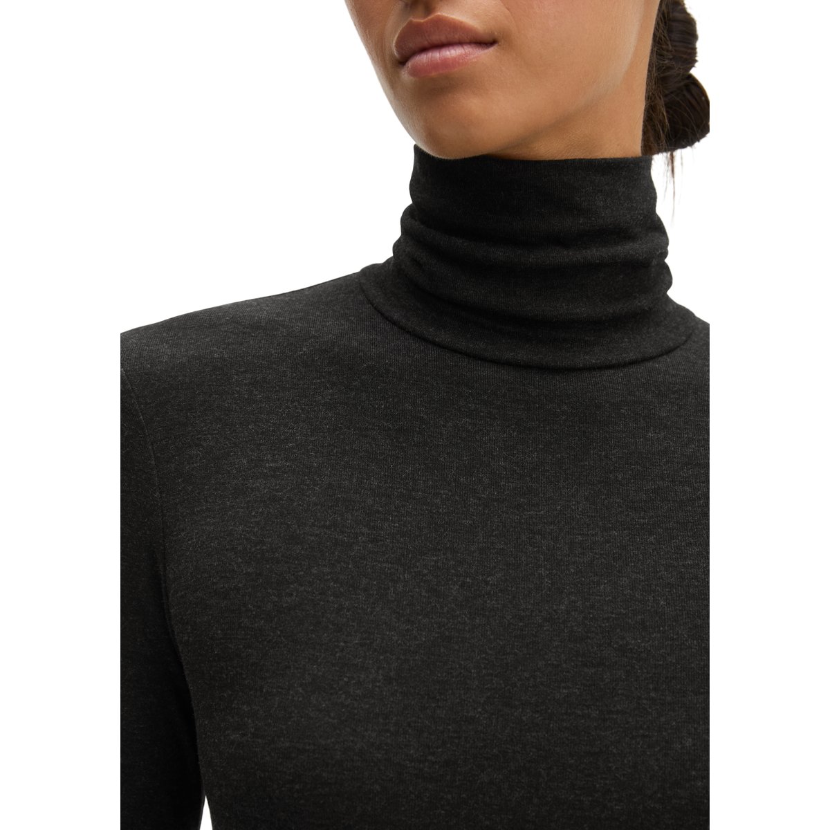 T-shirt à col roulé et manches longues, coupe ajustée en TENCEL™ Modal extensible gris, MARC O'POLO