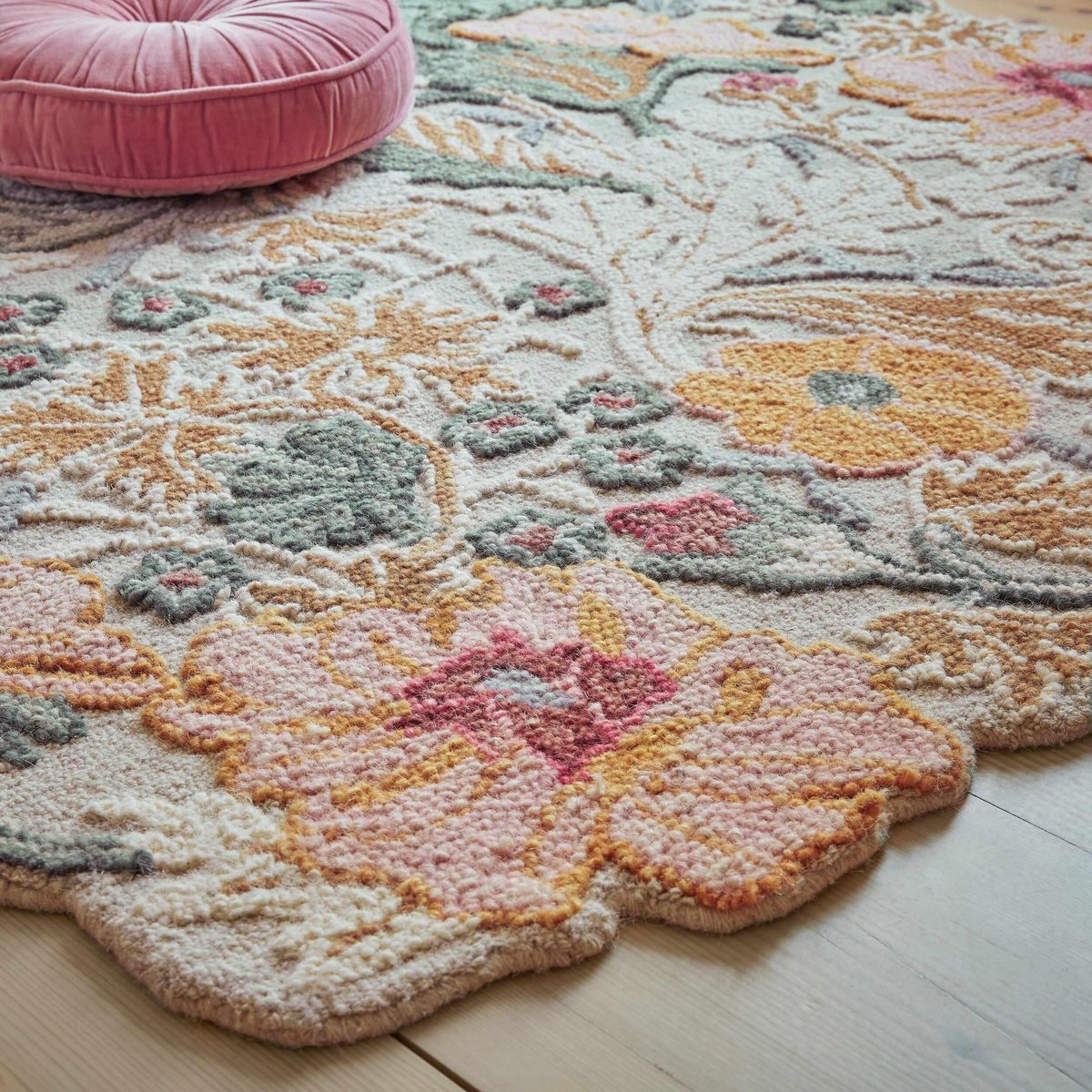 Tapis en laine floral géométrique DAPHNE rose, FLAIR RUGS