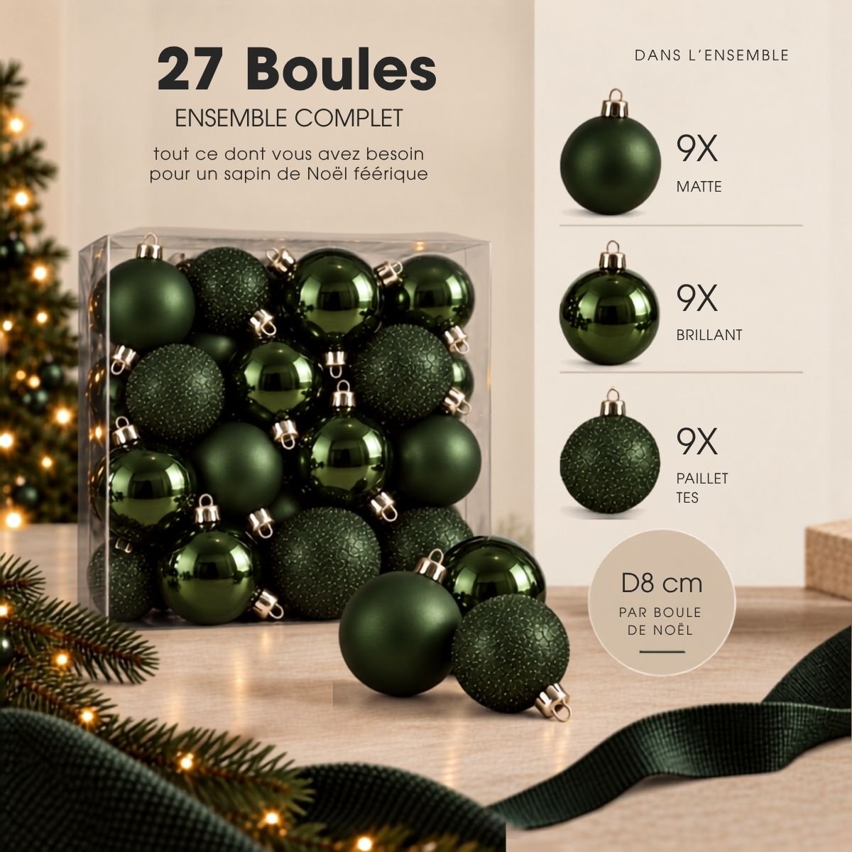 Boule de Noël vert, MICA DECORATIONS