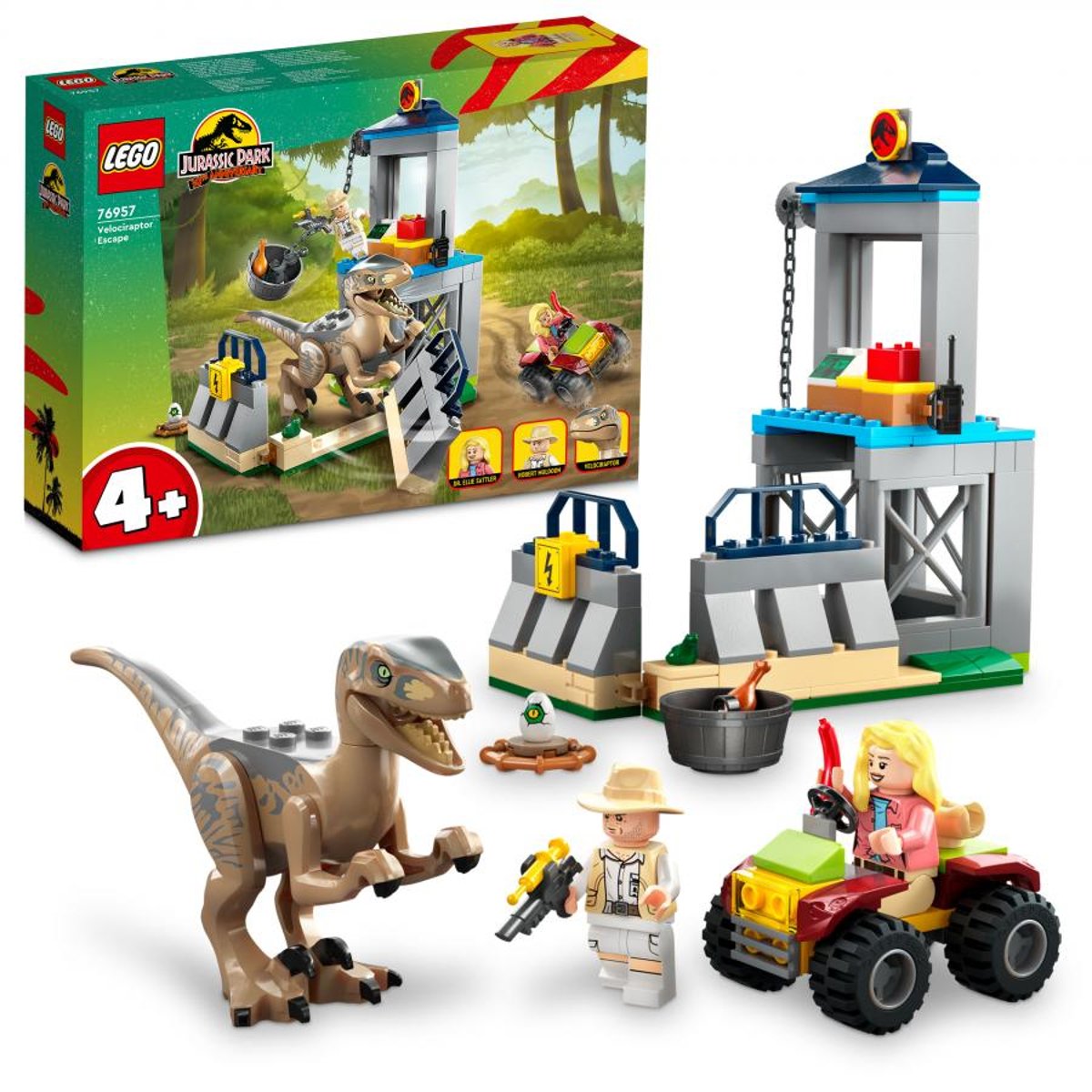 Jurassic Park L'évasion du vélociraptor multicolore, LEGO