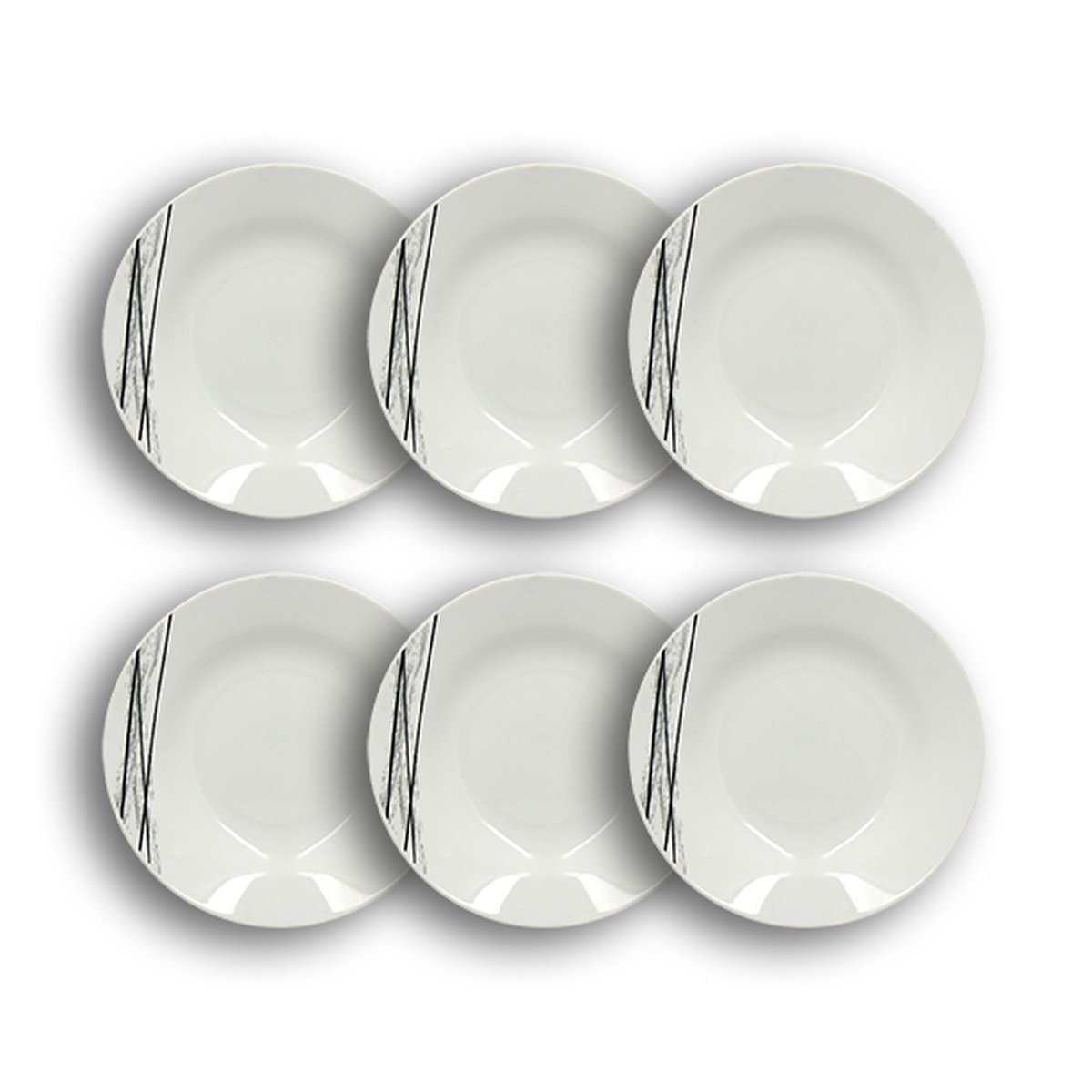 Lot de 6 assiettes creuses en porcelaine 20cm, CARBONE blanc, NOVASTYL