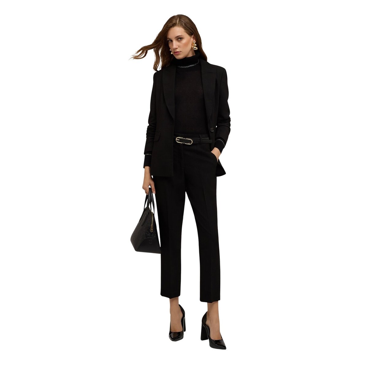 Pantalon regular avec pli repassé noir, MOTIVI