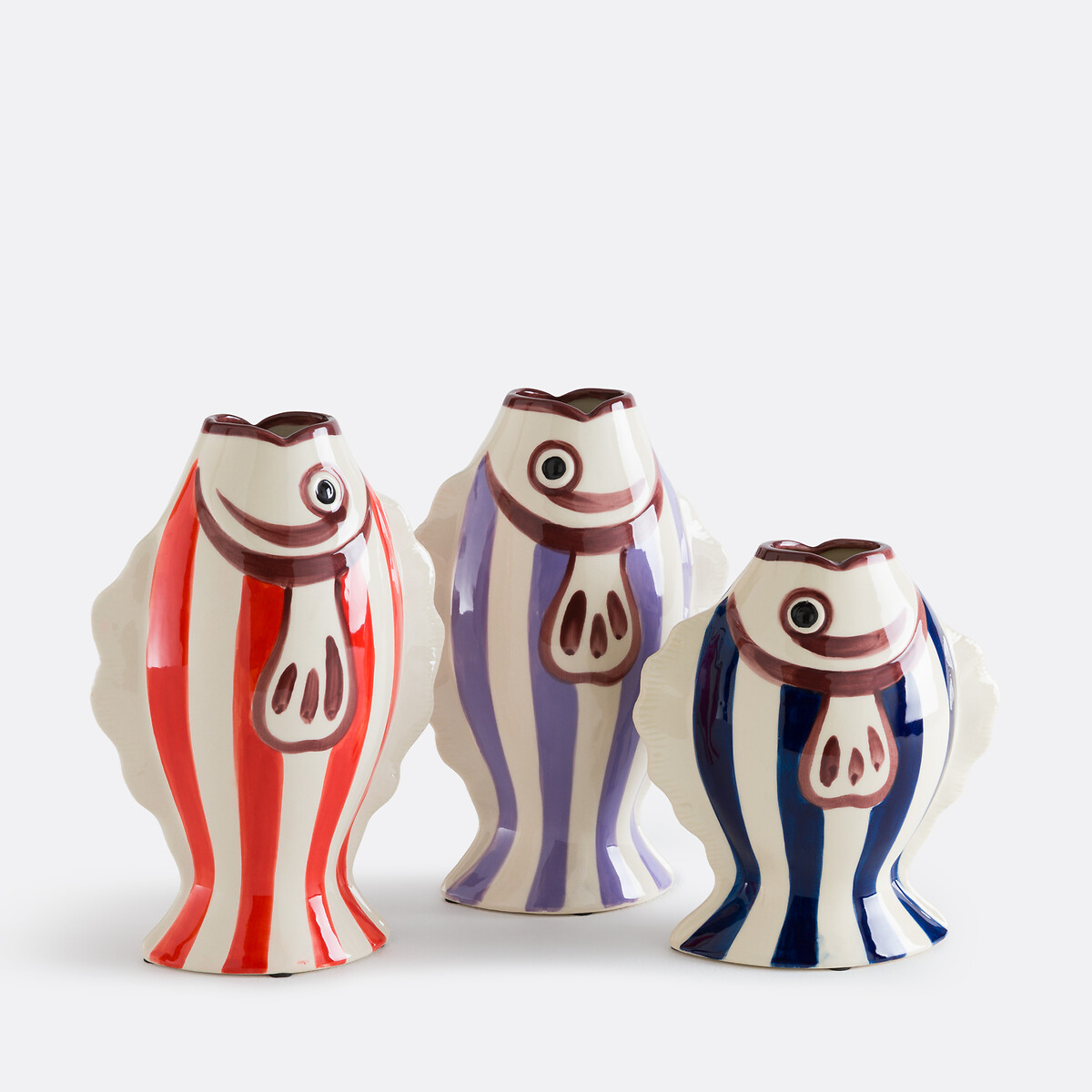 Vase forme poisson, en céramique, hauteur 31 cm, FISKA violet, LA REDOUTE INTERIEURS