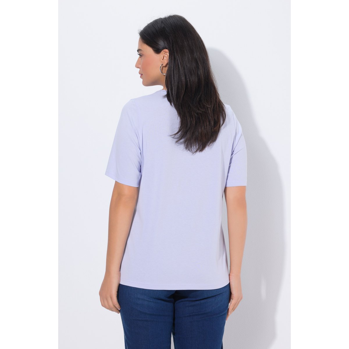 T-shirt col V et manches courtes lavande, ULLA POPKEN