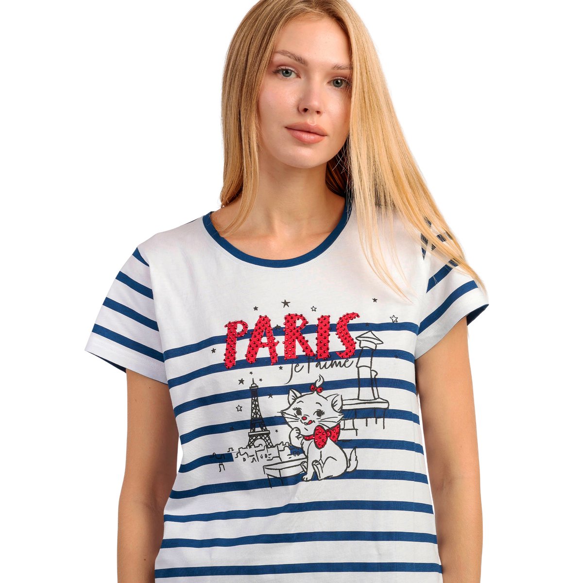 Pyjama short t-shirt Marie Paris Disney bleu, ADMAS