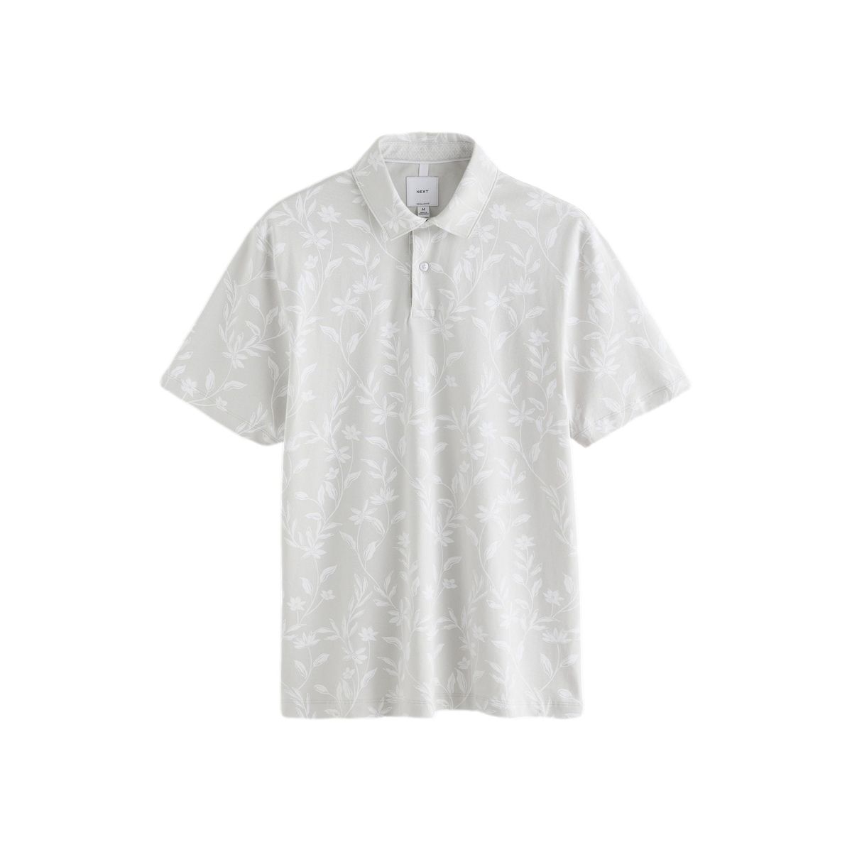 Polo en piqué à motif et manches courtes gris à fleurs, NEXT