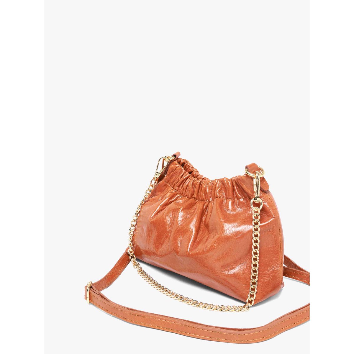Sac bandoulière Shiny sauvage cuir cuoio, MILANO
