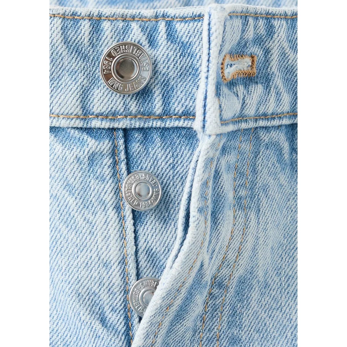Short en jean revers effilochés bleu clair, MANGO