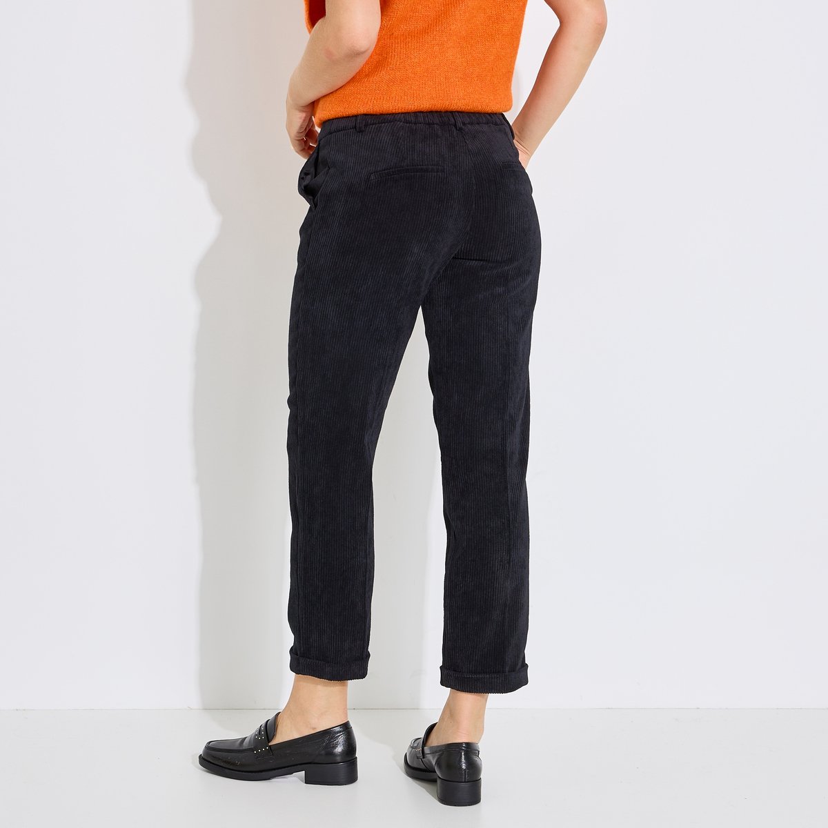 Pantalon chino velours à revers noir, GRAIN DE MALICE