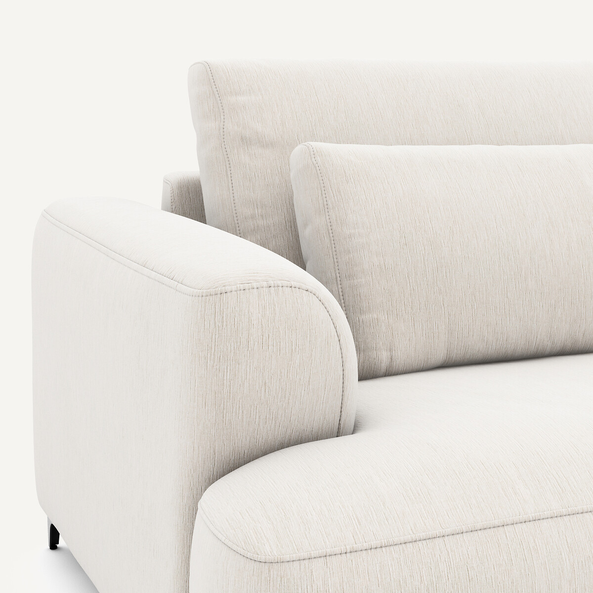 Canapé angle droit convertible, en velours chenille, Marsile blanc, AM.PM