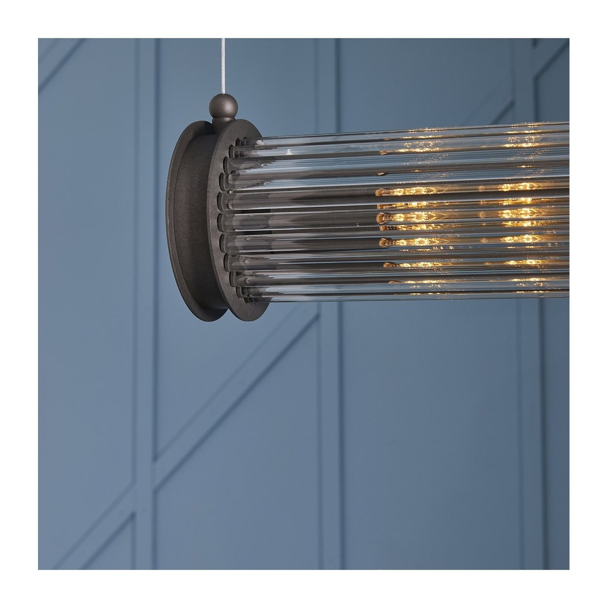 Suspension tube double verre métal gris gris, SIGNATURE