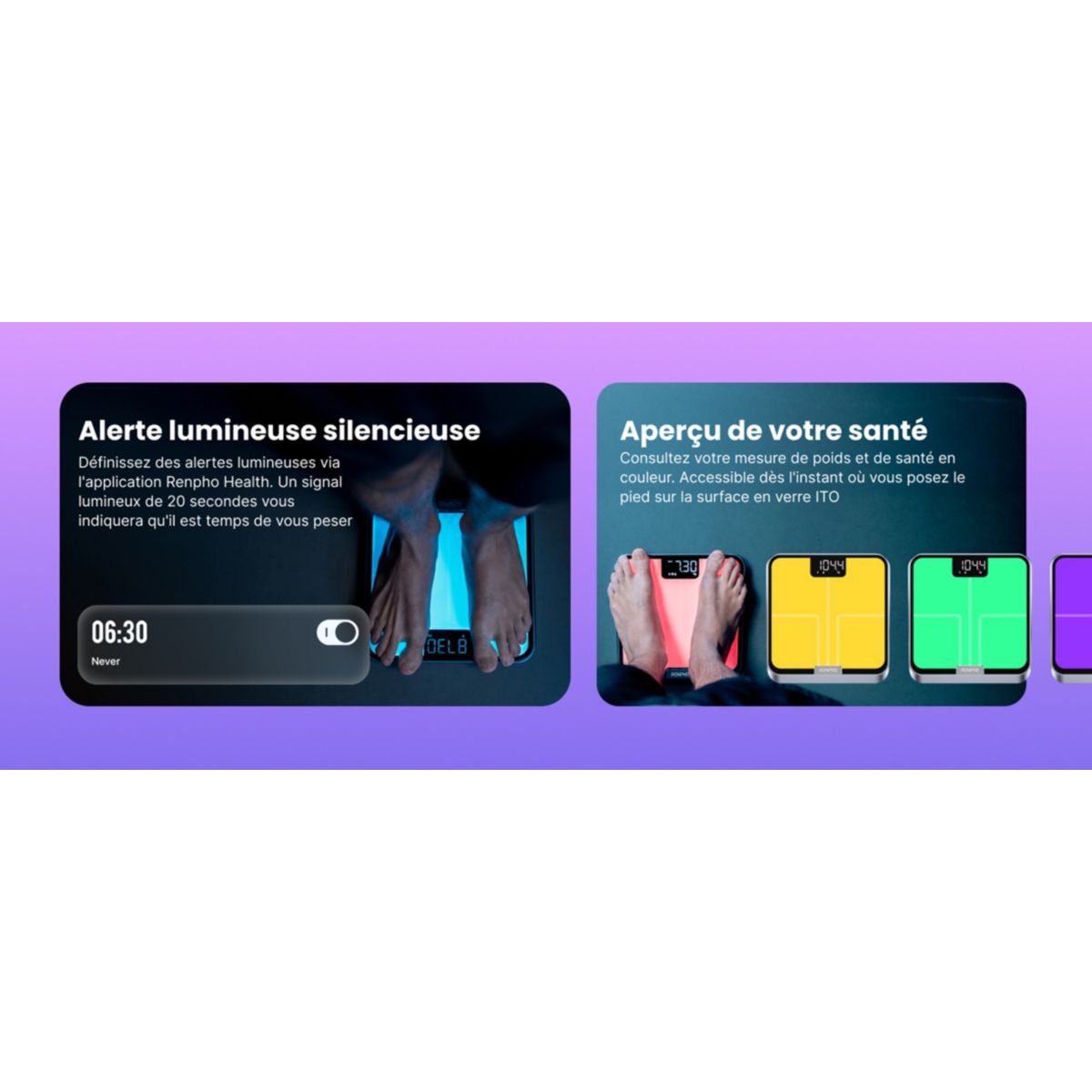 Pèse personne connecté Elis Chroma A017 - Impédancemètre Intelligent, Éclairage LED, 13 données corporelles - Rechargeable couleur unique, RENPHO