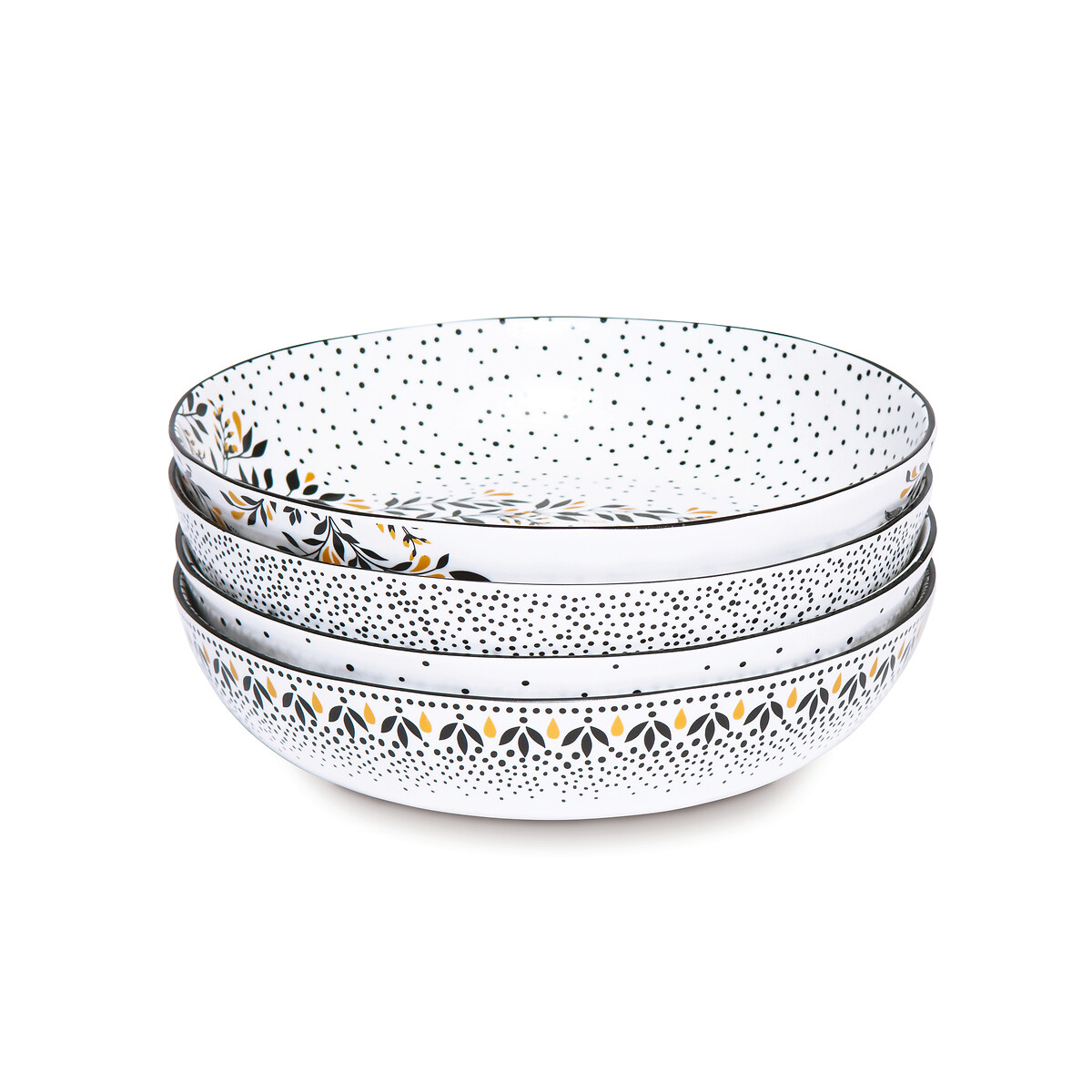 Set of 4 Artisanne Noir Pasta Bowls white, SARA MILLER