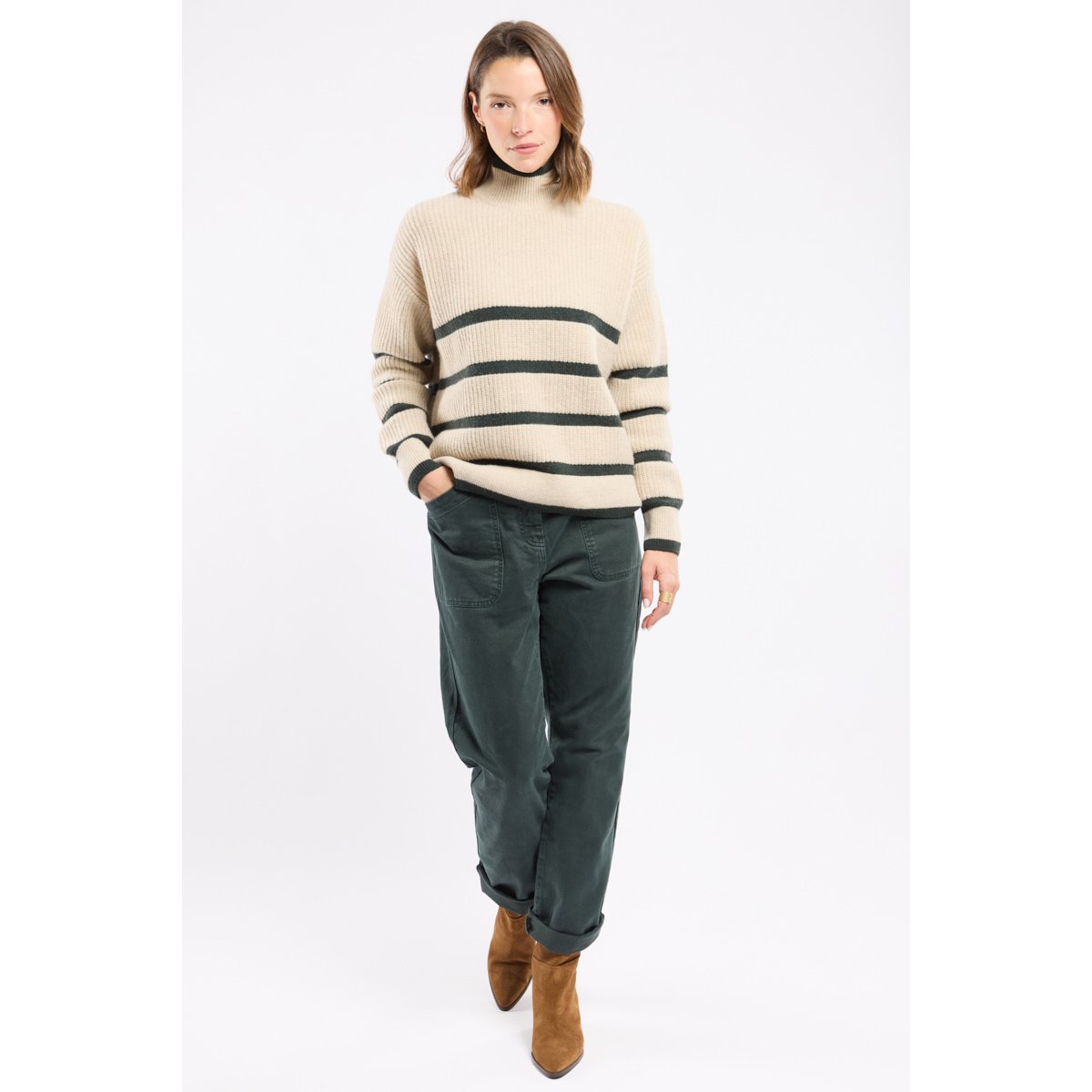 Pull col montant - laine irish cream/otranto, ARMOR-LUX