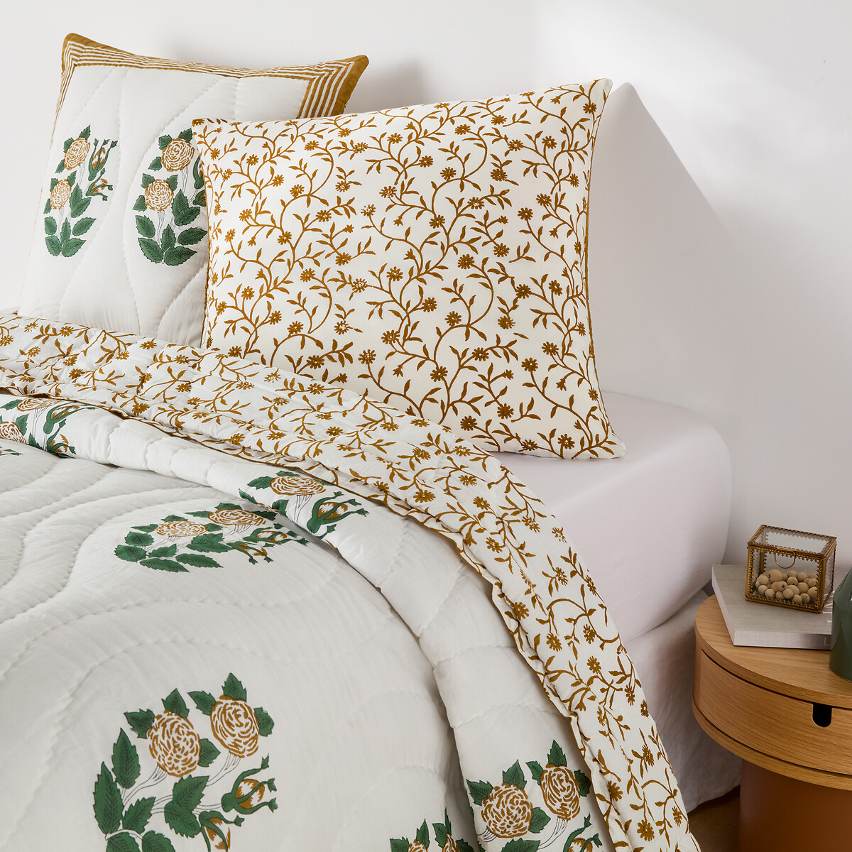 Funda de almohada acolchada, gasa de algodón estampada en bloques, Japali estampado india, LA REDOUTE INTERIEURS