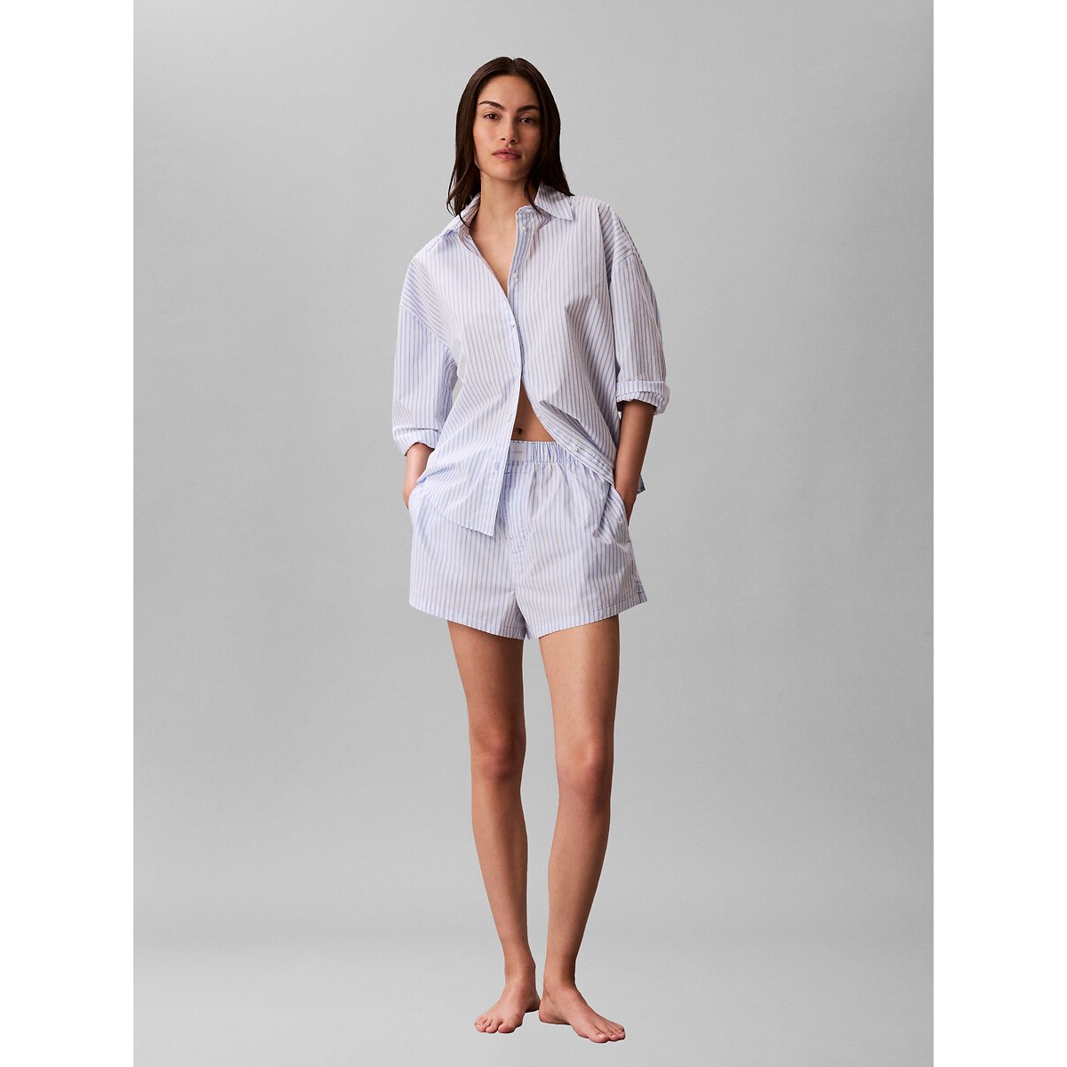 Short de pyjama à rayures COTTON POPLIN rayé bleu, CALVIN KLEIN UNDERWEAR