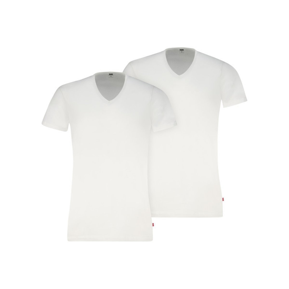 Lot de 2 t-shirts en coton blancs à coupe droite et de cols en v blanc, LEVI'S