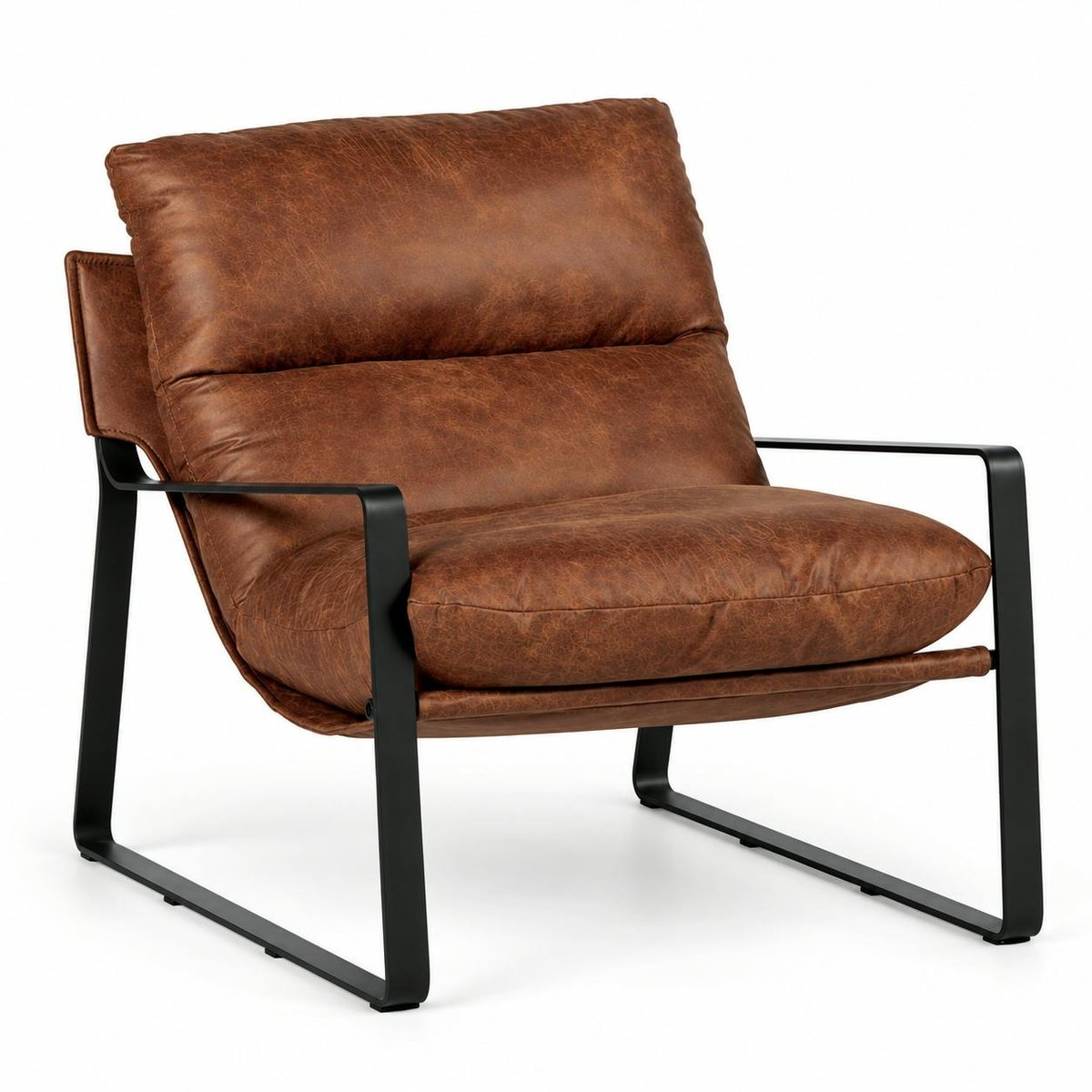 Fauteuil design tissu havane et métal EPIKA marron, PIER IMPORT
