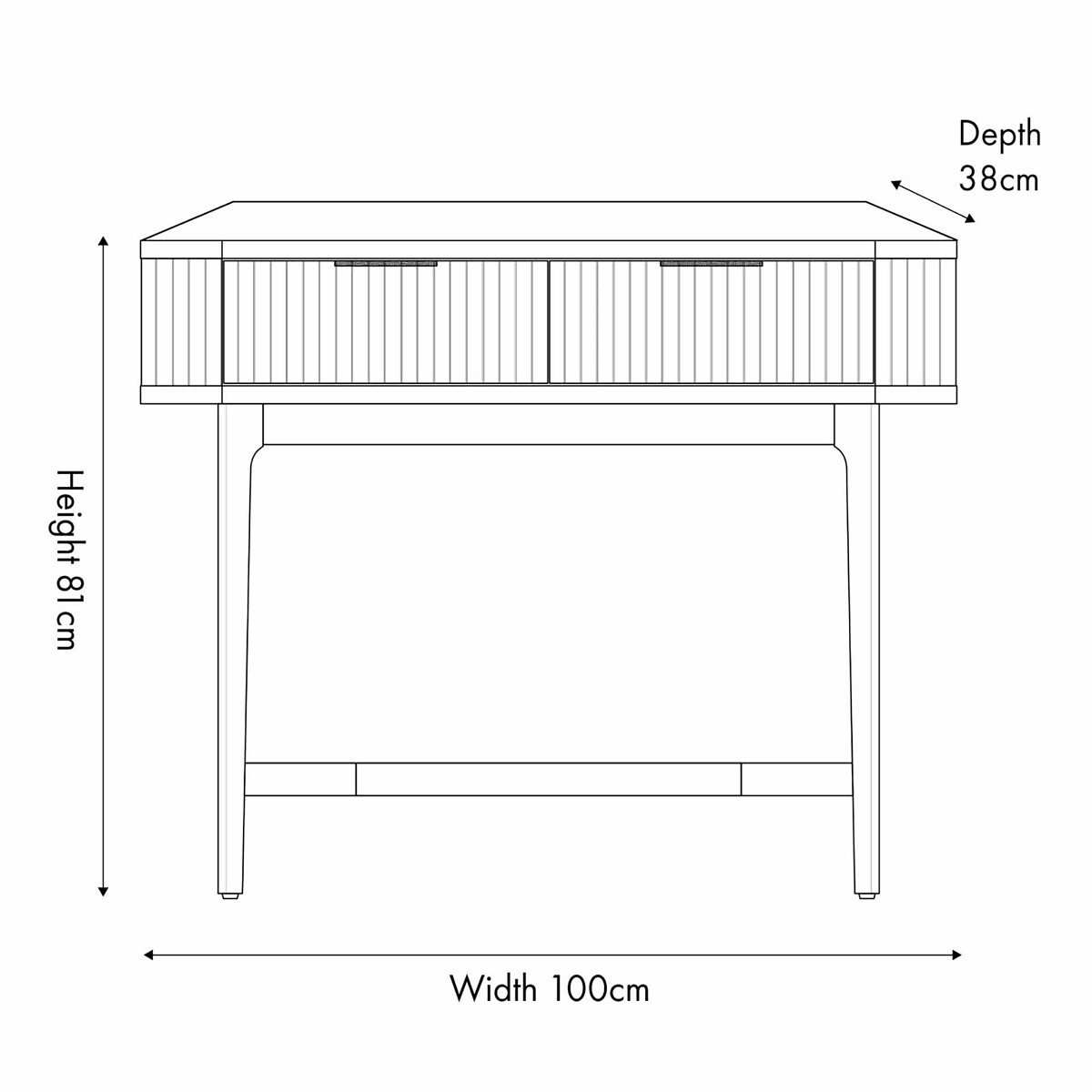 Renzo Fluted Oak 2 Drawer Console Table smoked oak, ÉDITÉ