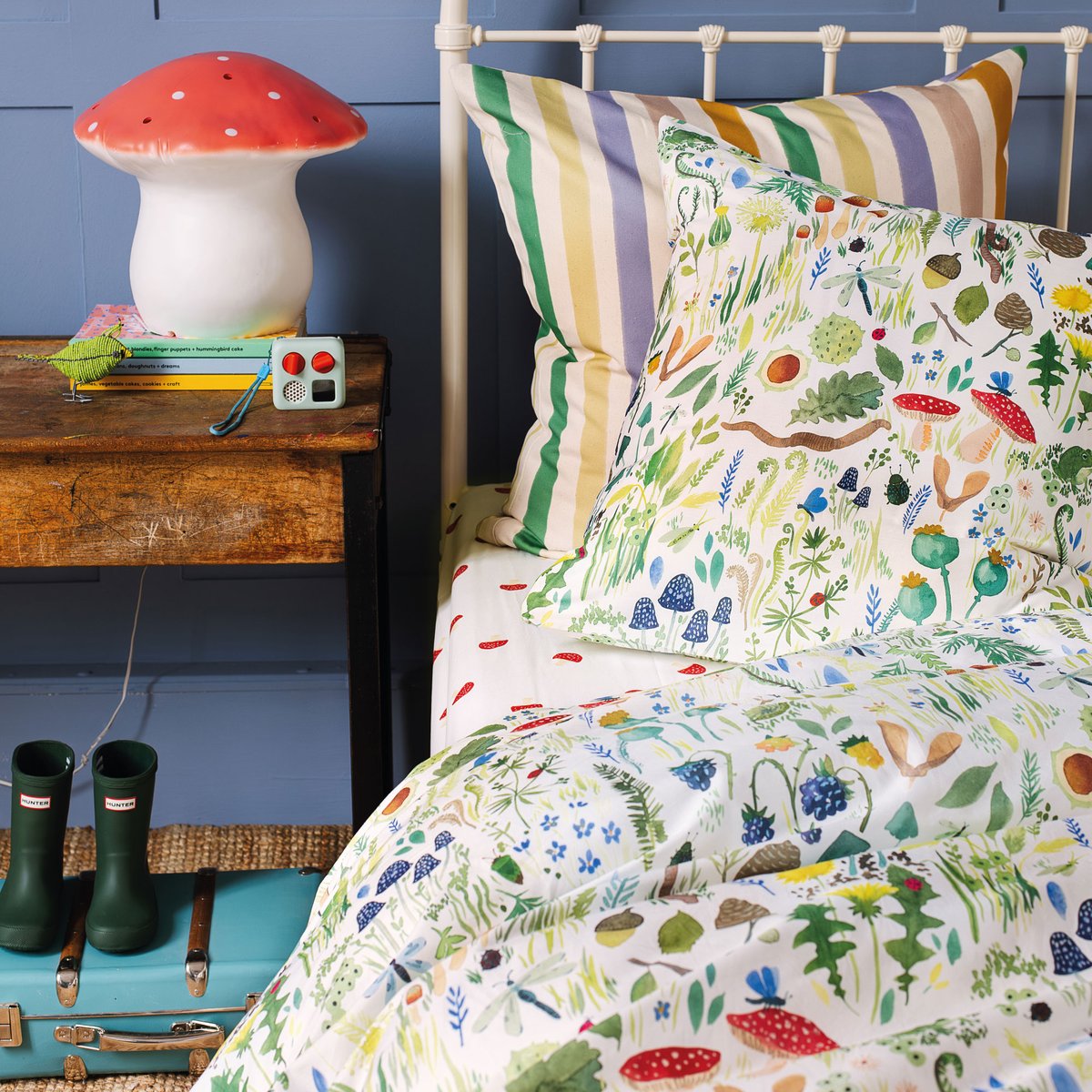 Parure de lit imprimée 100% coton, FAUNE ET FLORE multicolore, WEE BLUE BELL