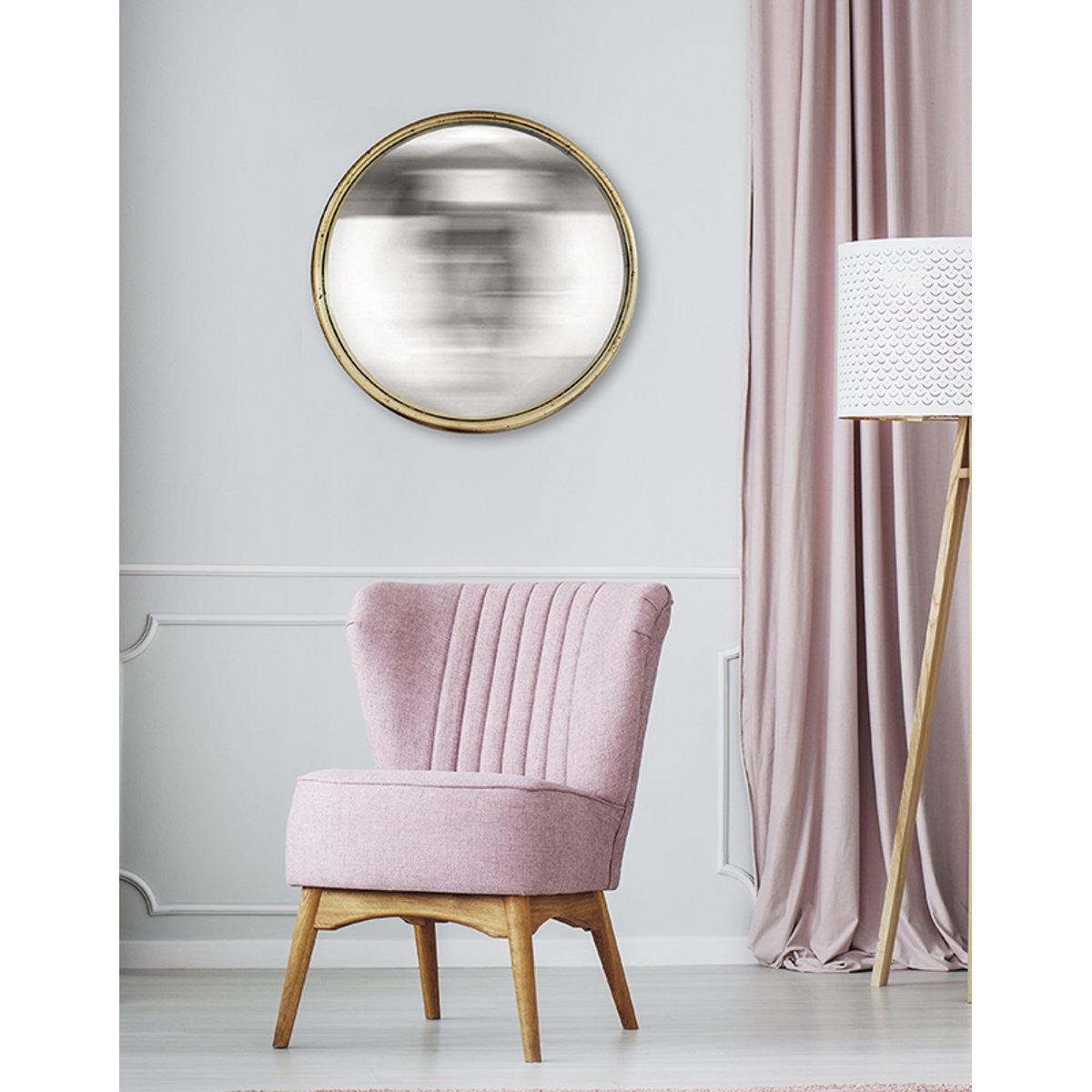Miroir rond convexe bords fins 60 cm or, EMDE