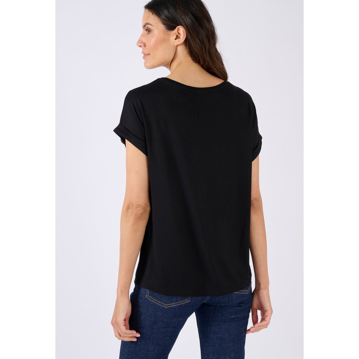 T-shirt maille jersey à sequins noir, DAMART