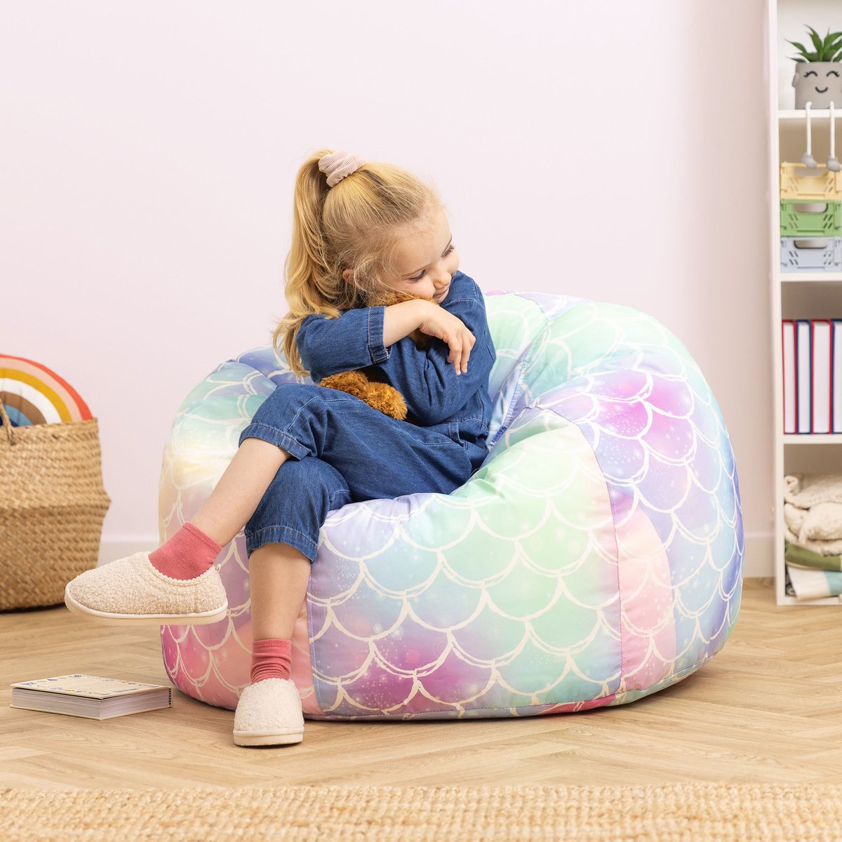 Pouf classique large enfant intérieur extérieur à imprimé ludique Oeko-Tex® - KINGSTON sirène, ICON